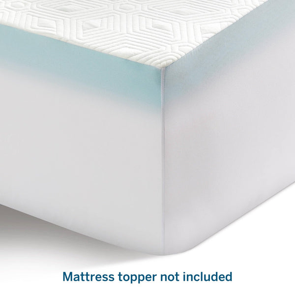 LUCID Memory Foam Soft and Breathable-Machine Washable Mattress Topper Cover, Queen, White