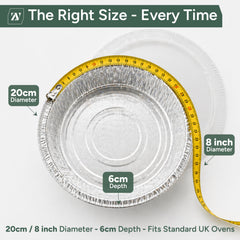 Zuvo Round Foil Trays with Lids 20 Pack, Pie, Flan & Cheesecake Cases