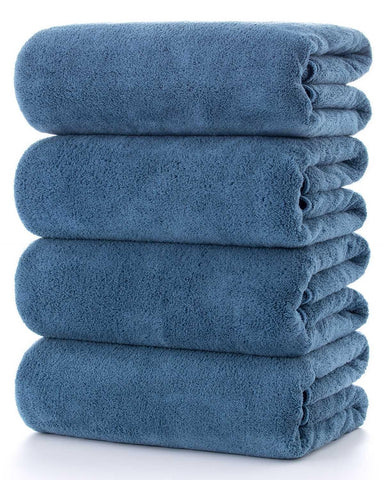 Lumimi Towels 4 Soft Bath Towel Set Super Soft Absorbent Light Weight Dry Well and Durable Gym Beach Travel, 55" L x 27" W, 4 Pack Blue