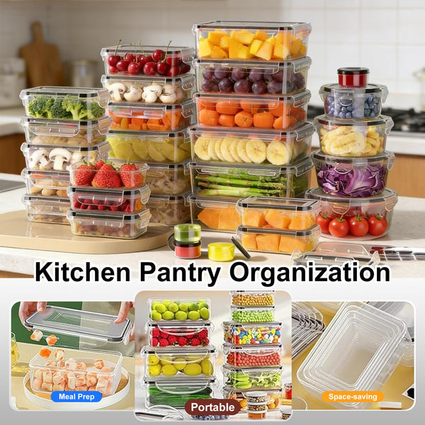 XJGQZ 30 Pcs Food Storage Containers with Lids Airtight, Leak proof Containers Set for Kitchen, Meal Prep, BPA-Free, PVC-Free Plastic, Microwave/Dishwasher Safe, Extra Labels & Pen
