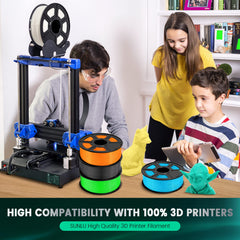 SUNLU 5KG PLA+ Filament Bundle, Enhanced Durability and High Strength, PLA Plus 3D Printer Filament for 3D FDM Printers, 1KG per Spool, 5 Rolls, Klein Blue+Red+Green+Vivid Yellow+Sunny Orange