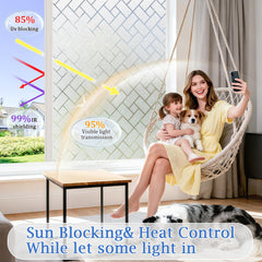 Coavas Window Film Privacy Frosted Glass Film for Windows Static Clings Self-Adhesive Frosting Window Cover Vinyl Blinds Film Anti UV Window Sickers for Home, 45 x 200cm