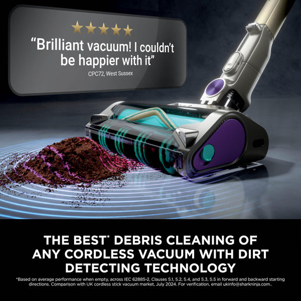 Shark PowerDetect Cordless Vacuum Cleaner, DuoClean Detect, Reverse Clean, Anti Hair Wrap Plus, Lightweight, 70 Min Runtime, Pet, Crevice & Multi-Surface Tools, Flexible, Handheld Mode, Grey IP1251UKT