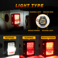 DOT Approved 4D LED Tail Lights with 30W Super Bright Reverse Light Compatible with 2007-2018 Jeep Wrangler JK JKU 2 Door / 4 Door, EMC Build-in