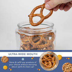 HEFTMAN Glass Jar with Lid - 2 x 1 Litre Clear, Empty Sweet Jars with Airtight Push-Top Lid - Sturdy Glass Apothecary Jars for Sweets, Coffee, Sugar, Laundry Pods Storage Container (2 Pack)