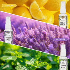 Scent-Hi Toilet Spray with Lavender, Linen & Mint 3 Pack (30ml/1oz) Natural Aromatherapy Luxury Bathroom Spray