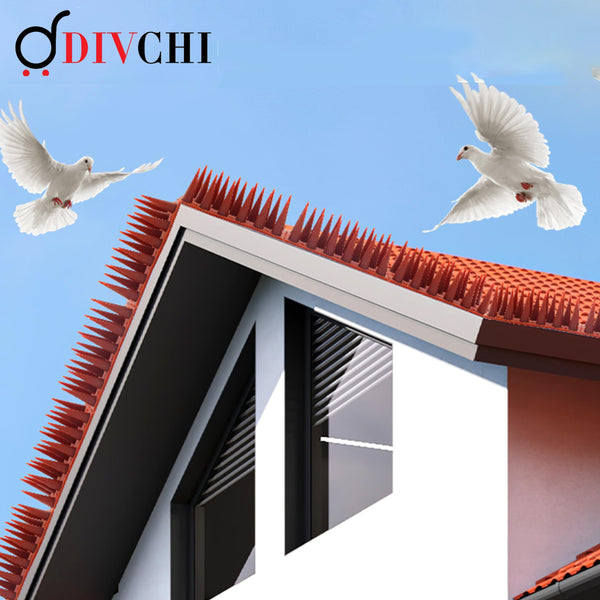 DIVCHI 20 Pcs Bird Spikes for Anti Pigeons And Birds, Fence Wall Spikes Garden Security Anti-Climb Cat Bird Intruder Pest Deterrent, Birds Fence Roof Tall Covers 33.5 x 4.5 x 3.7cm 6.7M (22ft) (Brown)