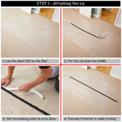 ProDec Zipped Doorway Dust Protector Heavy Duty Transparent Polythene Sheet For Preventing Dust Transfer Between Rooms During Renovations, Building Work and Construction