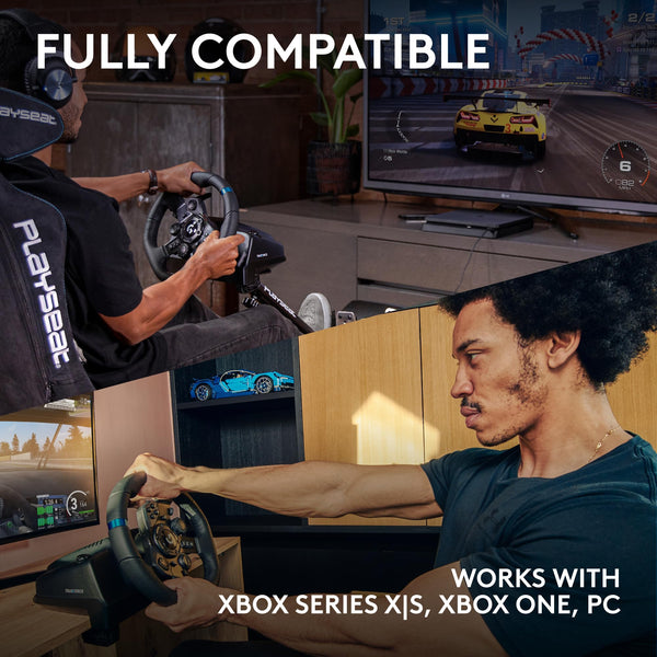 Logitech G923 Trueforce Gaming Racing Steering Wheel with Pedals, Power Feedback up to 1000 Hz, Responsive Pedal, Dual Clutch System, for Xbox Series X|S, Xbox One/PC, UK Plug - Black