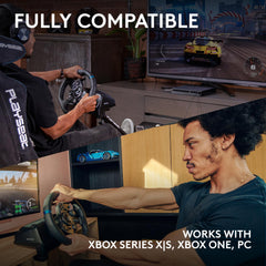 Logitech G923 Trueforce Gaming Racing Steering Wheel with Pedals, Power Feedback up to 1000 Hz, Responsive Pedal, Dual Clutch System, for Xbox Series X|S, Xbox One/PC, UK Plug - Black