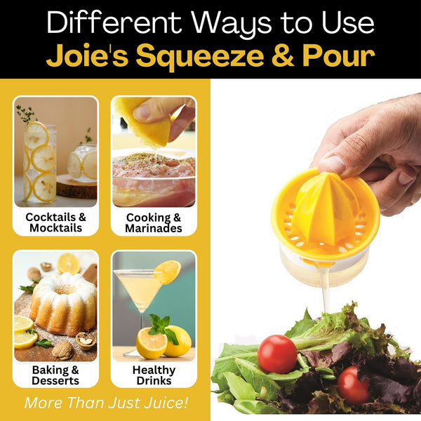 Joie Citrus Juicer with Built-In Strainer, Manual Lemon and Lime Squeezer, Yellow