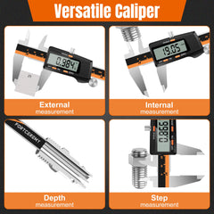 FortCeremy Digital Vernier Caliper, 150mm Electronic Vernier Caliper with Big LCD Screen, Digital Precision Micrometer Measuring Caliper Gauge Tool with Mm/Inch Conversion High Precision