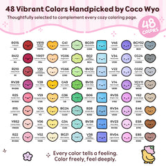 Ohuhu × Coco Wyo Coloring Set 48 Alcohol Markers& Coloring Book Brush& Fine