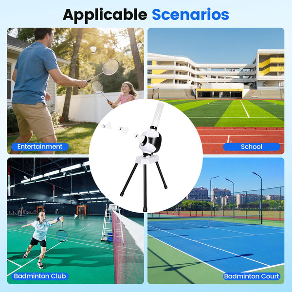 Makdly Badminton Serving Machine,Badminton Training Machine with 12 Shuttlecocks,Portable Automatic Shuttlecock Launcher for All Ages Indoor Outdoor Training