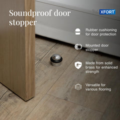 XFORT Polished Chrome Floor Mounted Door Stopper - Soundproof Door Stop with Rubber Ring to Protect Doors, Walls & Skirting - Internal and External, 2 Pack