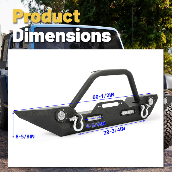 ECOTRIC Front Bumper Compatible with Jeep Wrangler JK JL/JLU Gladiator JT