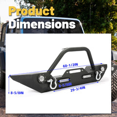 ECOTRIC Front Bumper Compatible with Jeep Wrangler JK JL/JLU Gladiator JT