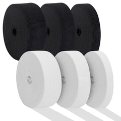 TOTSUN 6 Rolls of Black and White Stretch Elastic, Flat Elastic Bands Mixed Size Elastic Knit Spandex Spool for Sewing DIY Crafts Clothing (5m*1cm、2cm、3cm)