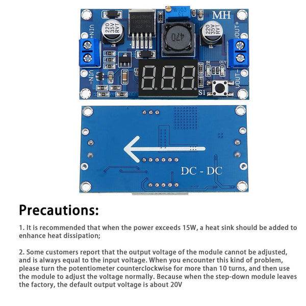 Weewooday 2 Pieces Adjustable LM2596S DC-DC Buck Converter Reduced Voltage Regulator Power Supply Module 36V 24V 12V to 5V 2A Voltage Stabilizer with Digital Voltmeter Display