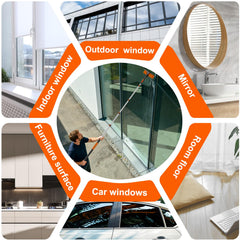 SISUPASSIE 7.2m Telescopic Window Cleaner, Professional Window Cleaning Equipment with Extendable Window Cleaning Pole and 25cm Window Squeegee, Long Reach Window Cleaner Tool for Outdoor/Indoor Use