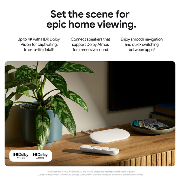 Google TV Streamer (4K) - Fast Streaming Entertainment With Voice Search Remote - Watch Movies, Shows, Live TV and Netflix in 4K HDR - Smart Home Control - 32 GB Storage - Porcelain