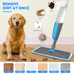 Spray Mops for Cleaning Floors - MANGOTIME Microfiber Wood Floor Mop with Refillable Bottle & 3pcs Washable Pads for Househould Commercial Wood Laminate Vinyl Tile Wet Dry Dust Cleaning