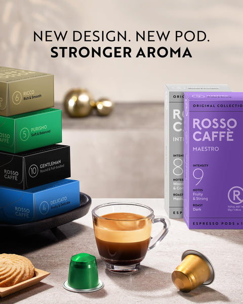 ROSSO CAFFÈ 120 Nespresso Machine Compatible Capsules, Variety Pack, 6 Flavours, Aluminium Coffee Pods