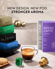 ROSSO CAFFÈ 120 Nespresso Machine Compatible Capsules, Variety Pack, 6 Flavours, Aluminium Coffee Pods