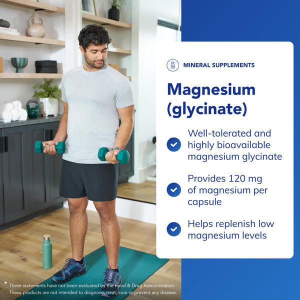 Pure Encapsulations Magnesium Glycinate 120mg - Bioavailable Magnesium Chelate Tiredness and Fatigue Supplement - 90 Capsules