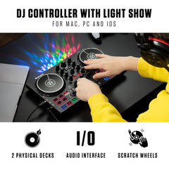 Numark Party Mix - DJ Controller with Party Lights, DJ Set with 2 Decks, DJ Mixer & soundcore by Anker Q30 Hybrid Active Noise Cancelling Headphones with Multiple Modes