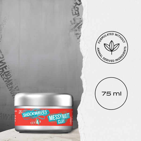 WELLA Shockwaves Hair Clay, Messy Matt, 75ml x6