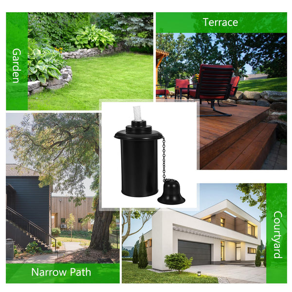 Hemobllo Torch Canister for Garden Outdoor Torch Container with Wick and Metal Cap Easy Fill Fuel Holder for Patio Backyard Lighting