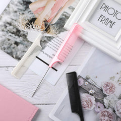 JANYUN 3 Pcs Rat Tail Combs Salon Hairdressing Comb with Stainless Steel Handle, Fine Tooth Combs for Women, Barber