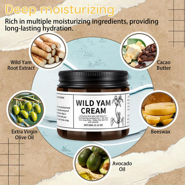 2Pcs Wilderglow Wild Yam Cream Organic, Hydrating&Nourishing Face Cream