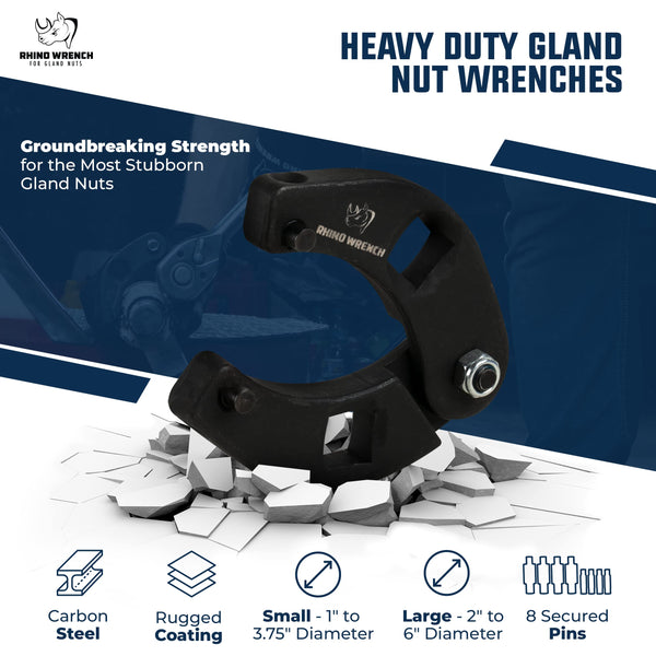 Eleon Rhino Gland Nut Wrench Set - 2pcs Adjustable Hydraulic Cylinder Spanner Wrench - 0.75" to 6" & 0.5" to 3.75" - Farm & Construction Equipment