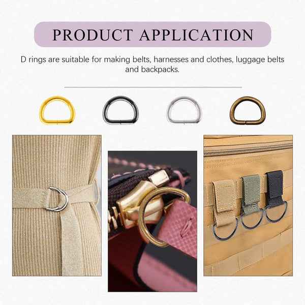 Swpeet Assorted Multi-Purpose Metal D Ring Semi-Circular D Ring Pack of 150, Mixed, 1/2 inch