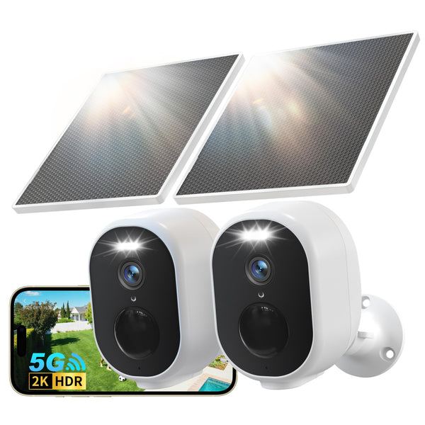 GNCC 2K/4MP Wireless Security Camera Outdoor, 2-Pack WiFi Solar CCTV