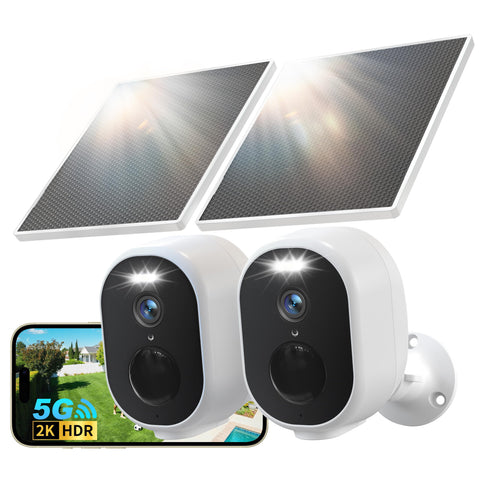 GNCC 2K/4MP Wireless Security Camera Outdoor, 2-Pack WiFi Solar CCTV