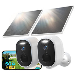 GNCC 2K/4MP Wireless Security Camera Outdoor, 2-Pack WiFi Solar CCTV