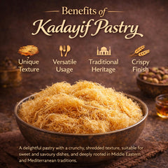 Roasted Kadayif Pastry for Dubai Chocolate - Chopped & Pre-Cooked 500g Kataifi Pastry Fillo Dough for Kunafa Bars, Kadayif Rolls or Dubai Chocolate Bar Pistachio