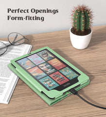 MoKo Case for 7"/6.8" Kindle Paperwhite(12th/11th Gen-2024/2021) and Kindle Colorsoft Signature Edition, Slim PU Shell Cover Case with Auto-Wake/Sleep for Kindle Paperwhite 2024, Green Flower