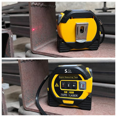 Fitdays 3-in-1 Laser Tape Measure with Cross Line Level - Digital Laser Measurement Tool 131ft/40m, Auto-Leveling LCD Display, in/ft/m Units | 16ft/5M Tape | (Yellow)