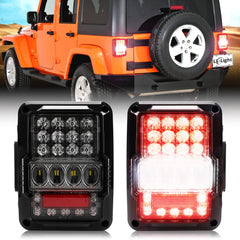 DOT Approved 4D LED Tail Lights with 30W Super Bright Reverse Light Compatible with 2007-2018 Jeep Wrangler JK JKU 2 Door / 4 Door, EMC Build-in