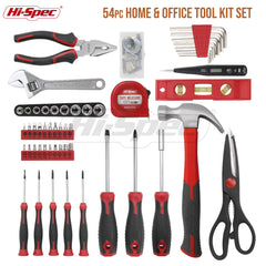 Hi-Spec 54pc Home & Office DIY Tool Kit Set. Complete Household Tool Box with Essential Hand Tools Included for Basic Repairs, Maintenance & Home Improvement Projects