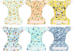 Littles and Bloomz Baby Reusable Pocket Nappy Cloth Diaper, Standard Hook-Loop, 6 Nappies, FLV2-0602