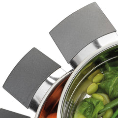 Russell Hobbs RH01170EU Excellence 3 Tier Steamer – 18 cm Cooking Pots with Tempered Glass Lid, Non-Stick Coating, Stainless Steel, Vegetable Steaming Pan, Induction Suitable, Soft Touch Handles