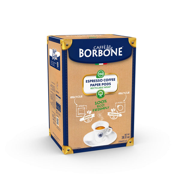 Caffè Borbone Coffee Compostable Pods, Recyclable Wrapping, Blue Blend - 150 Pods - ESE System