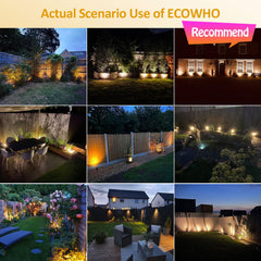 ECOWHO Garden Spotlights Mains, 21m Extendable Outdoor Spike Lights 12V LED Pathway Lighting IP65 Waterproof Electric Garden Uplighter for Path Yard Patio (18W 6-Packs Warm White), Wall/Spike Mounted