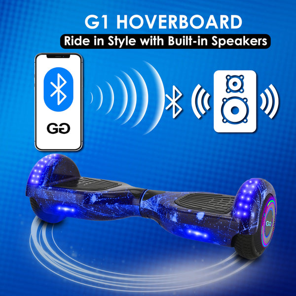 Gift Gadgets G1 Galaxy Blue Hoverboard & Hoverkart Bundle | Self-Balancing 6.5" Scooter with LED Lights & Bluetooth | Hoverboard and Kart Bundle | Hoverboard Go Kart Bundle for Kids, Teens, and Adults