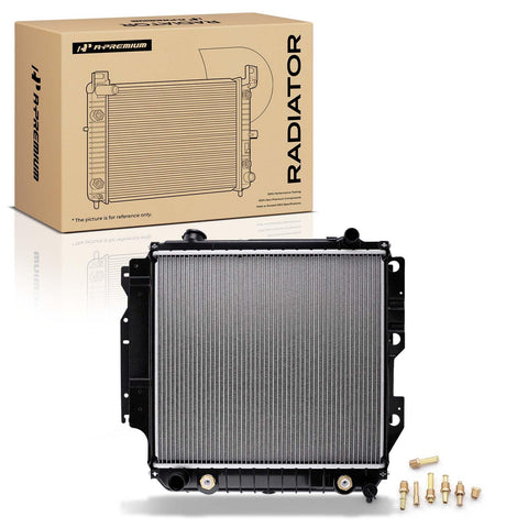 A-Premium Engine Coolant Radiator with Transmission Oil Cooler Compatible with Jeep Wrangler 87-95 97-06, TJ 97-06, 2.4L 2.5L 4.0L 4.2L, Automatic Transmission, Replace# 1682, 52080183AC
